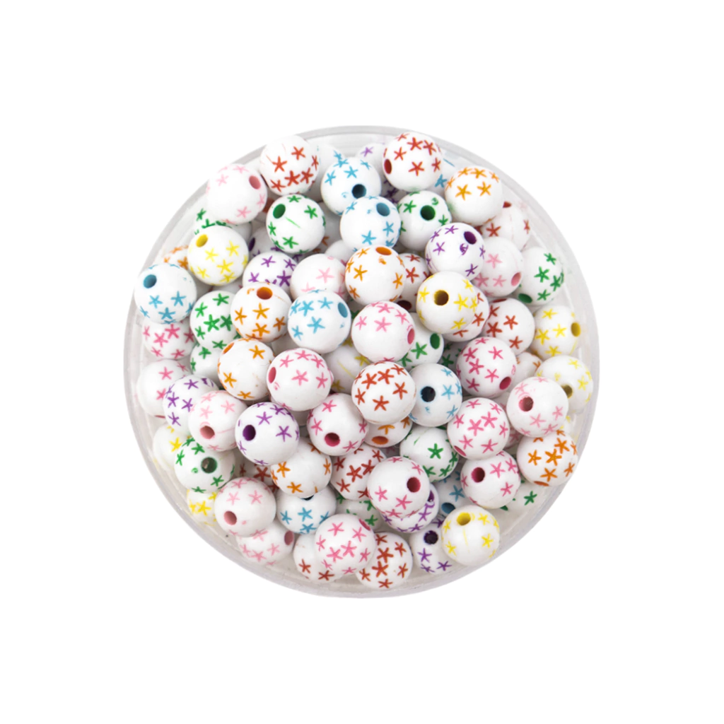 Bolitas blancas con estrellas de colores