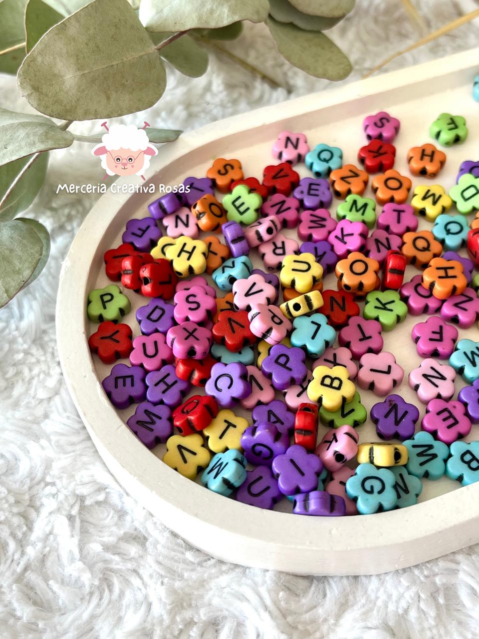 Abc flor colores letra negra