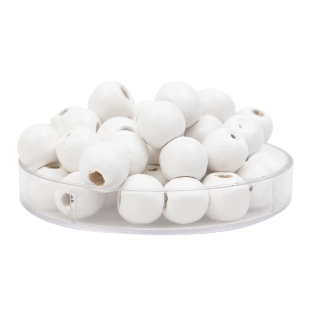 Cuenta madera 10 mm BLANCO
