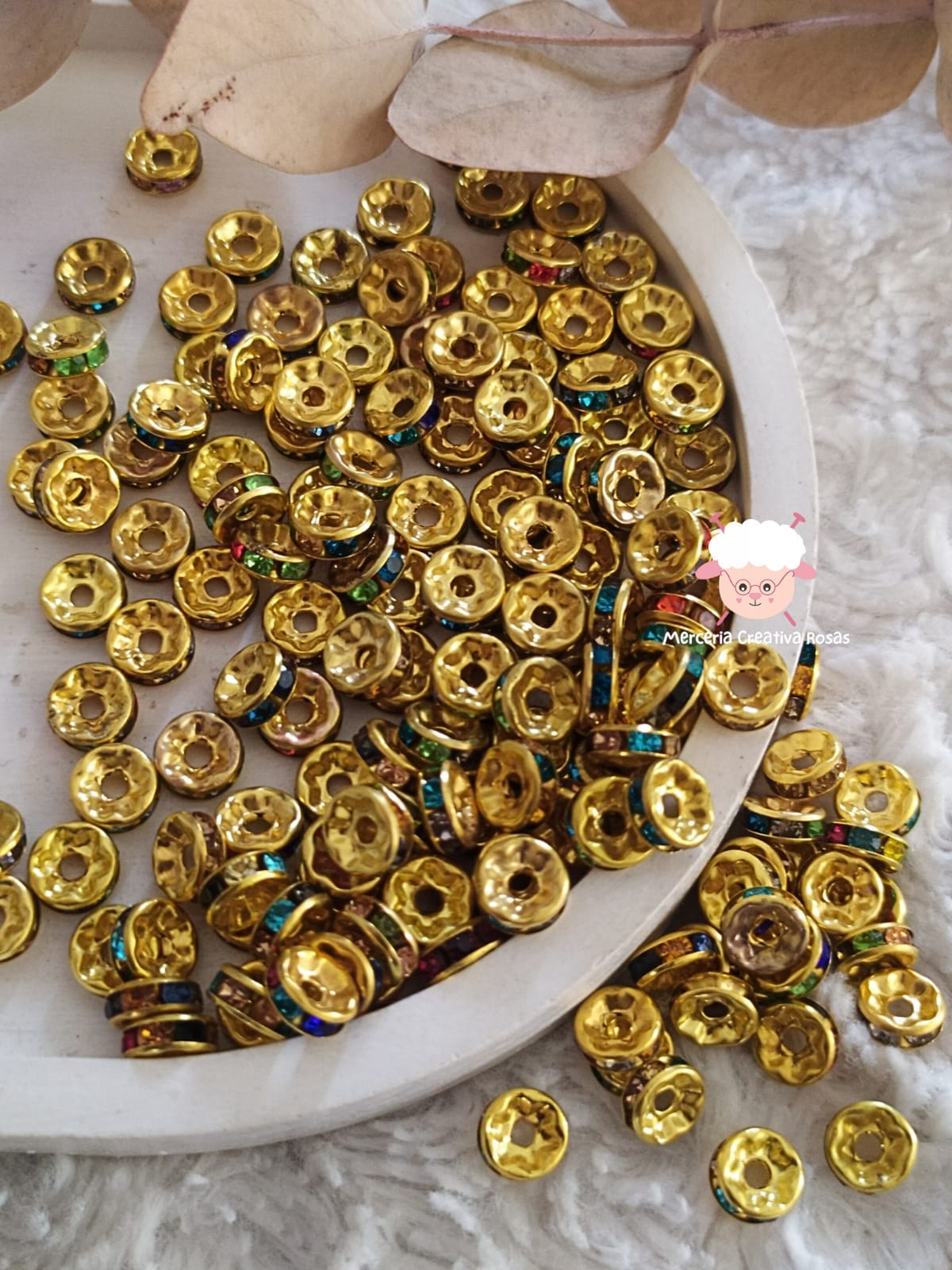 Rondel strass dorado multicolor 8 MM