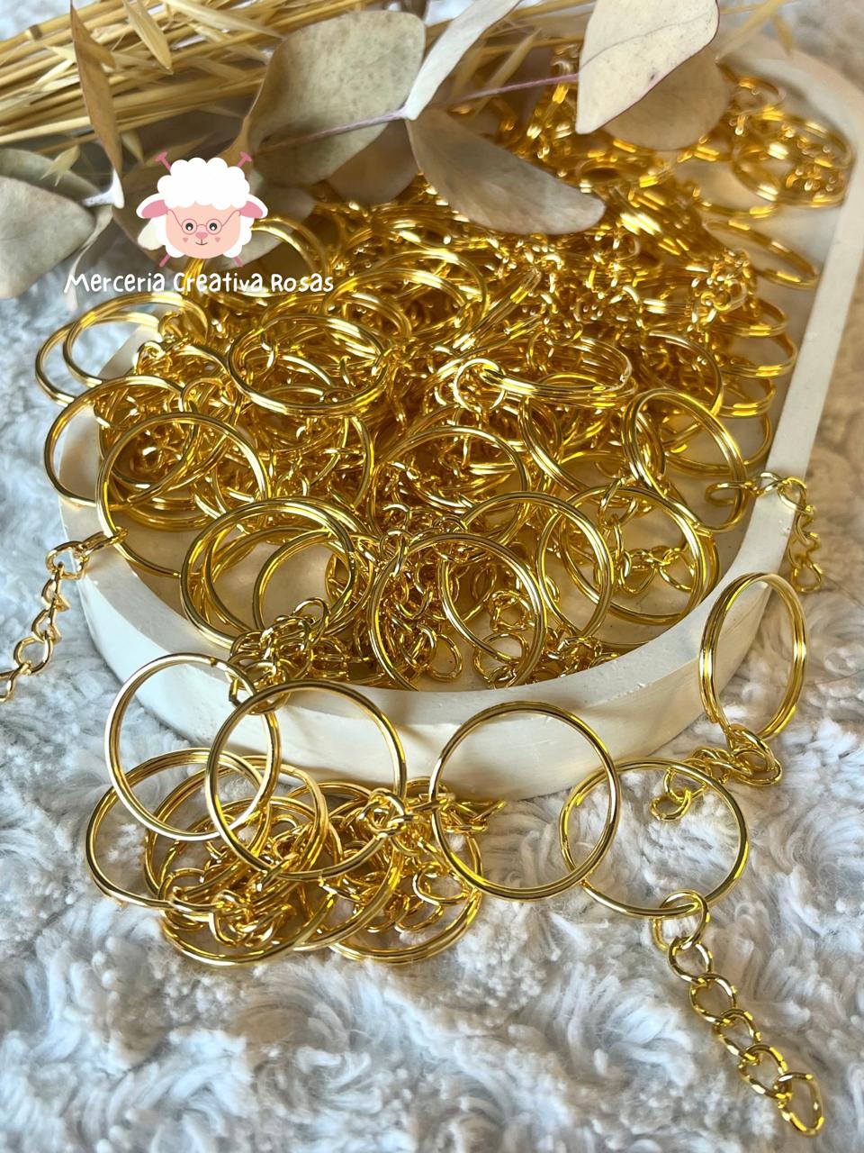 Argolla para llavero con cadena DORADO