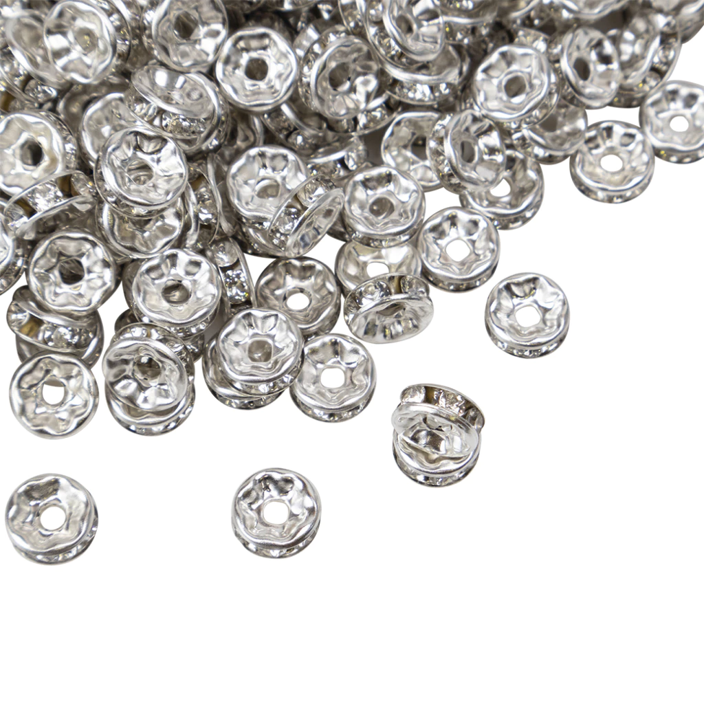 Rondel strass plateado 8 mm