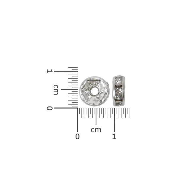 Rondel strass plateado 8 mm