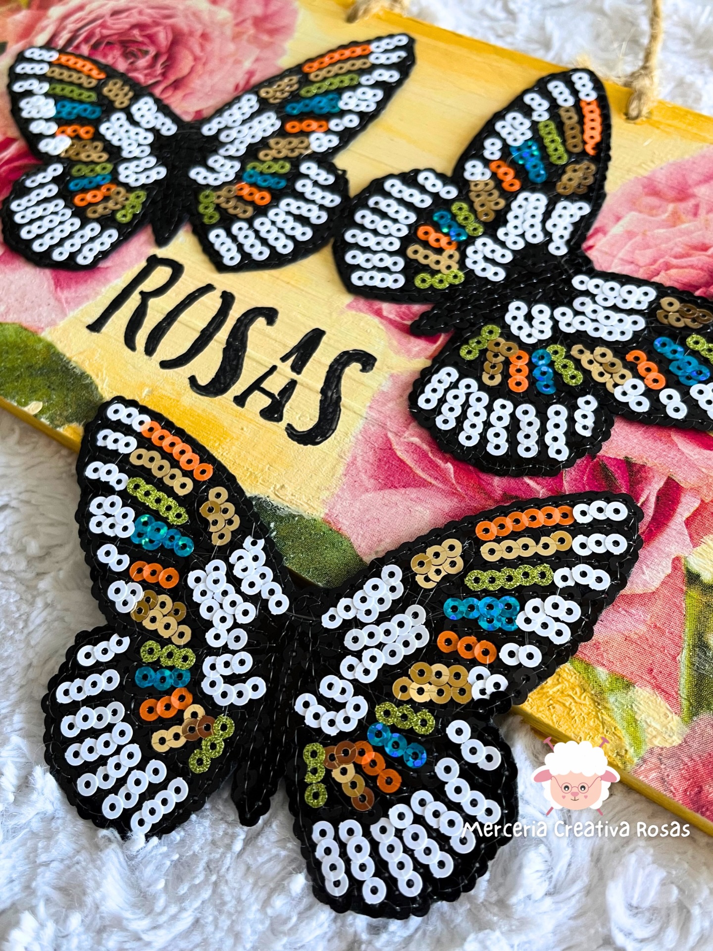 Aplique termoadhesivo con lentejuela mariposas CHICO