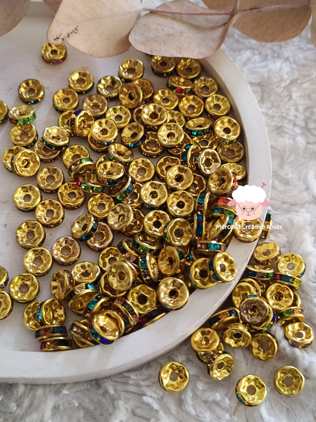 Rondel strass dorado multicolor 6 mm