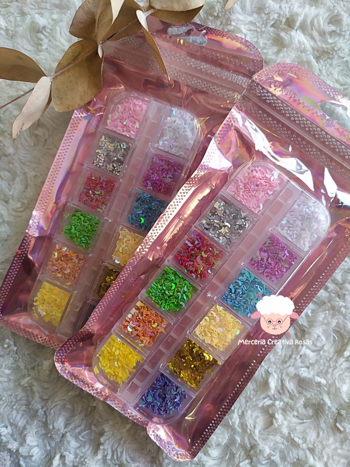Estuche mini lentejuelas lunitas