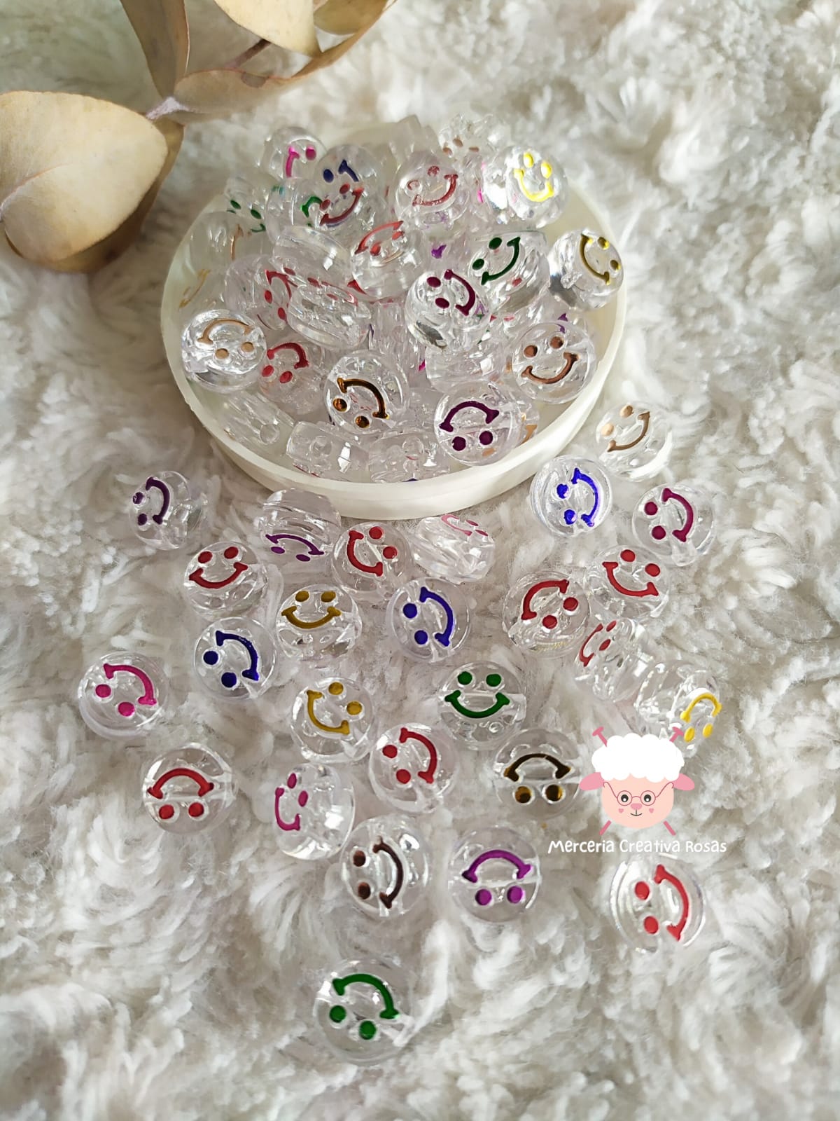 Cuenta plastica transparente carita feliz