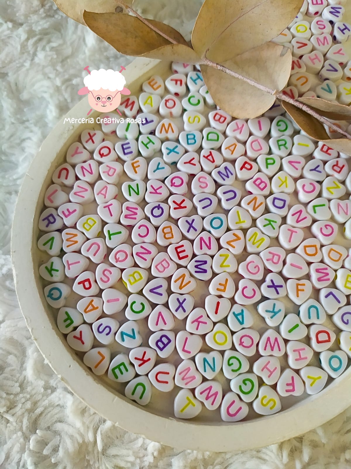 Abc corazon blanco letras de colores